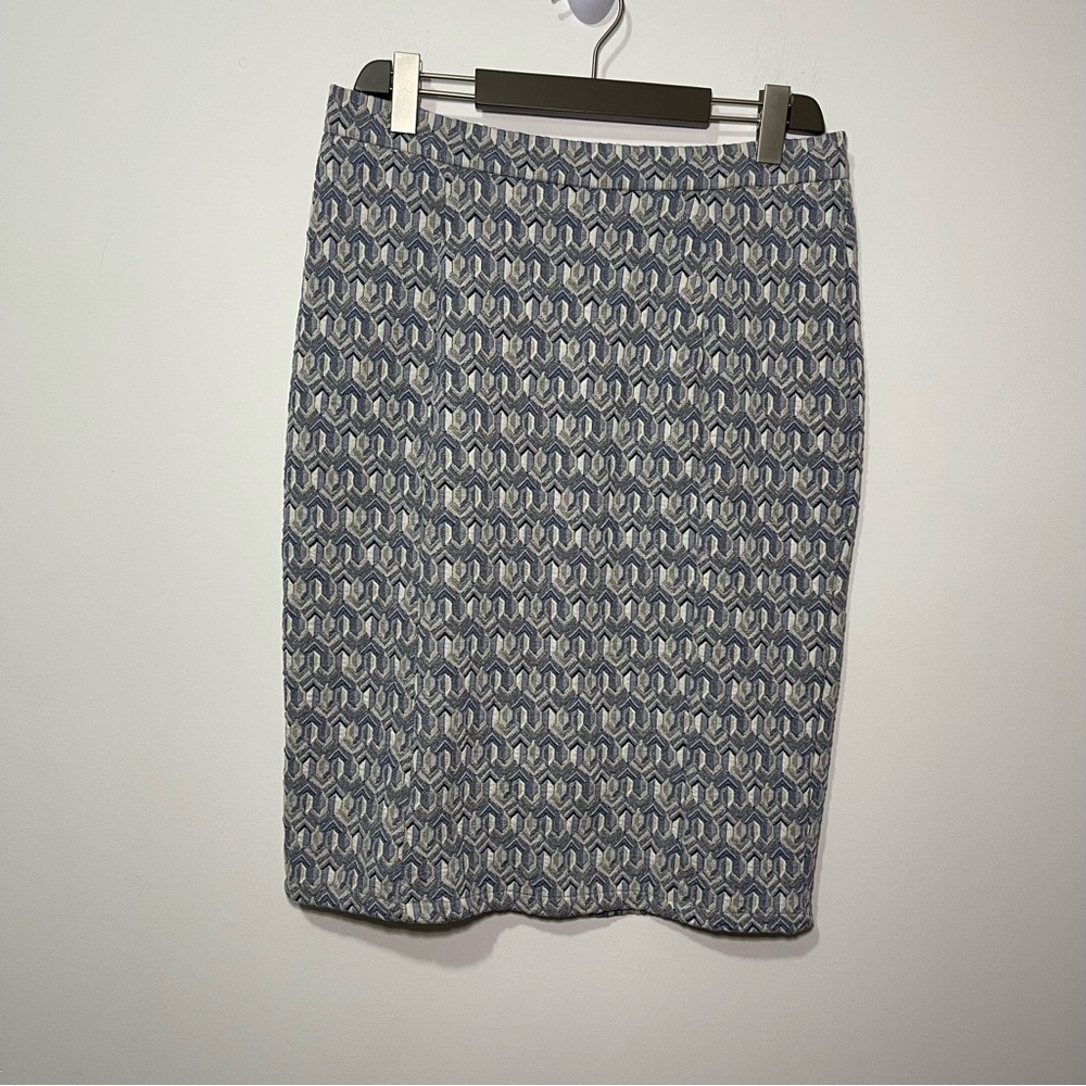 Maeve Anthropologie Women’s Blue Emmy Jacquard Pencil Skirt Size L Textured Knit